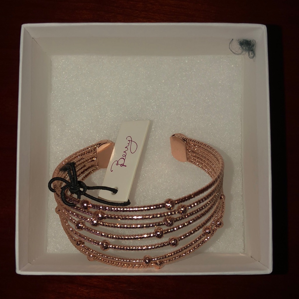 Rose Gold Cuff, Open In Back With Accents On Front